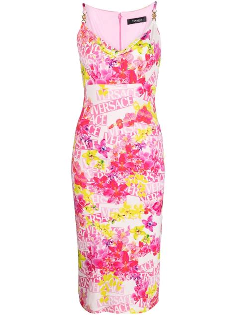 pink dress versace|Versace floral dresses.